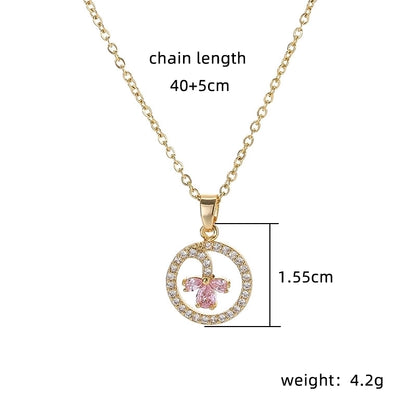 Copper 18K Gold Plated Plating Inlay Double Ring Letter Zircon Necklace