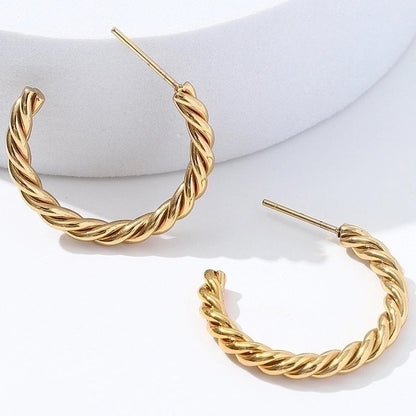 1 Pair Fashion Solid Color Plating 201 Stainless Steel 18K Gold Plated Earrings