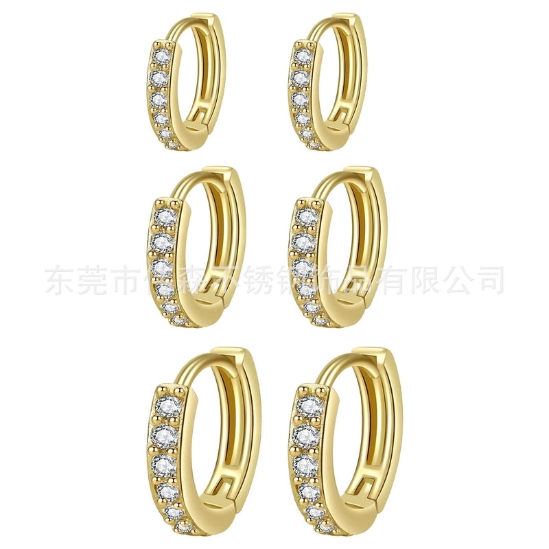 1 Piece Basic Modern Style Classic Style Geometric Plating Inlay Copper Zircon 18K Gold Plated Hoop Earrings
