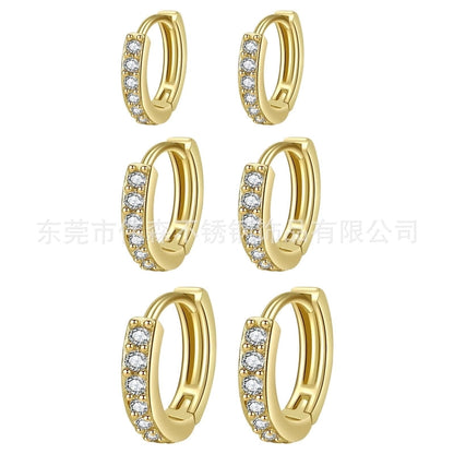1 Piece Basic Modern Style Classic Style Geometric Plating Inlay Copper Zircon 18K Gold Plated Hoop Earrings