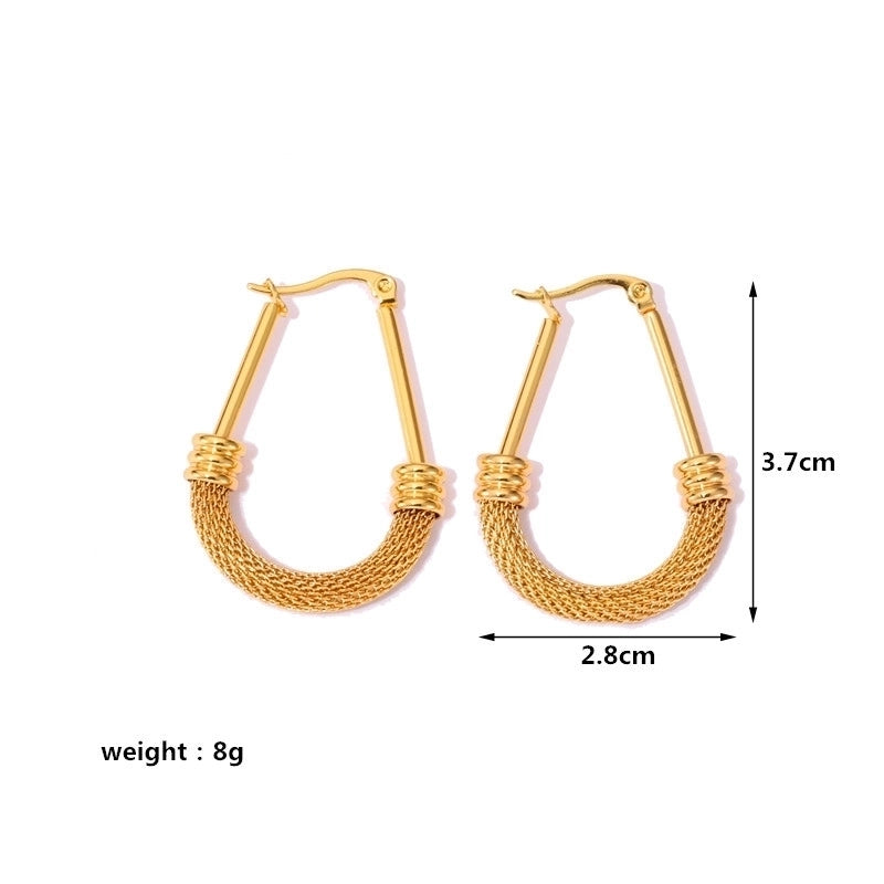 1 Pair Casual Minimalist Geometric Plating Mesh Stainless Steel Hoop Earrings