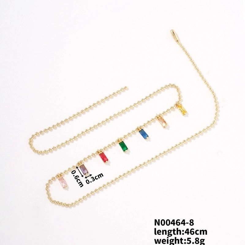 Casual Minimalist Shiny Geometric 304 Stainless Steel Copper Zircon K Gold Plated Inlay Multi Charms Necklace