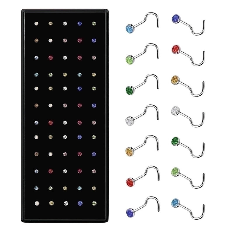 Fashion Geometric Stainless Steel Inlay Rhinestones Nose Studs 1 Set