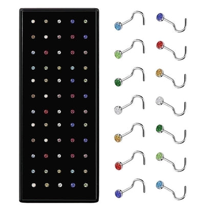 Fashion Geometric Stainless Steel Inlay Rhinestones Nose Studs 1 Set