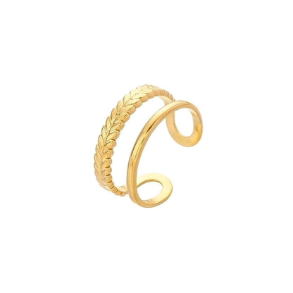 Fashion Geometric 304 Stainless Steel 18K Gold Plated Plating Open Ring