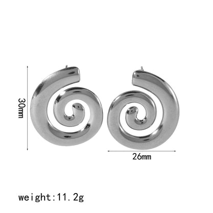 1 Pair Minimalist Spiral Stripe Polishing Plating 304 Stainless Steel 18K Gold Plated Drop Earrings