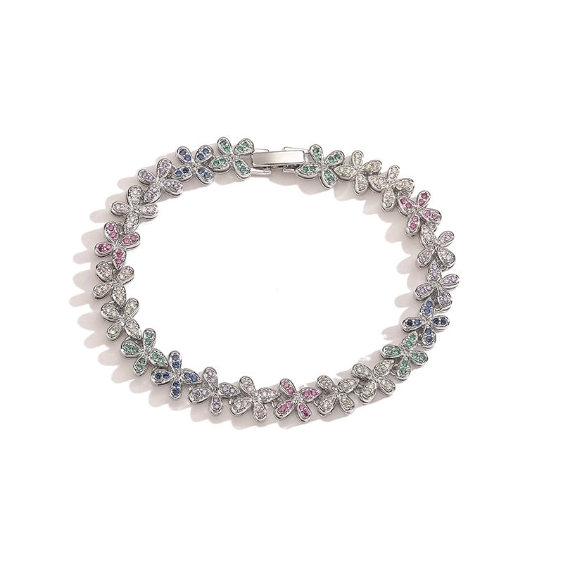 Copper 18K Gold Plated Plating Inlay Butterfly Zircon Bracelets Necklace