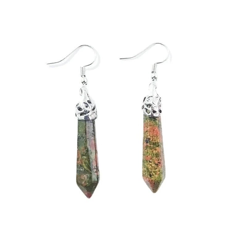 Ethnic Style Water Droplets Stone Drop Earrings 1 Pair