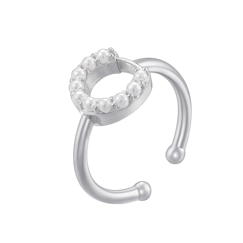 Copper 18K Gold Plated Plating Inlay Letter Artificial Pearls Open Rings