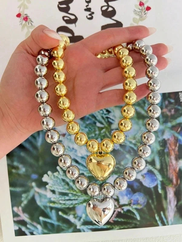 Casual Minimalist Classic Style Heart Shape 18K Gold Plated Brass Pendant Necklace