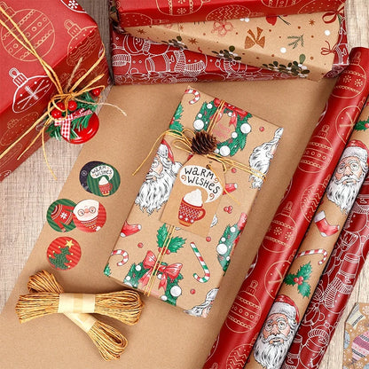Christmas Gift Gift Box Wrapping Paper Brown Kraft Paper Uv Printing Environmentally Friendly Christmas Wrapping Paper Set