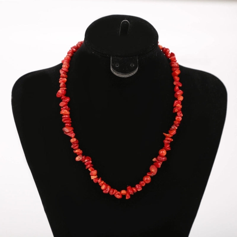 2 Pieces Ethnic Style Geometric Resin Beaded Natural Stone Necklace