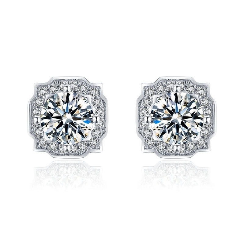 1 Pair Casual Minimalist Geometric Heart Shape Inlay Copper Zircon White Gold Plated Ear Studs