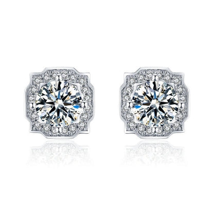 1 Pair Casual Minimalist Geometric Heart Shape Inlay Copper Zircon White Gold Plated Ear Studs