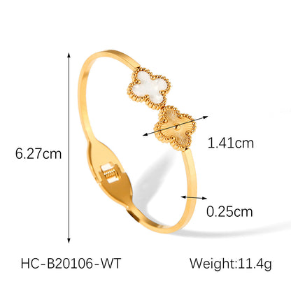 IG Style Four-leaf Clover Stainless Steel Electroplating Bangles