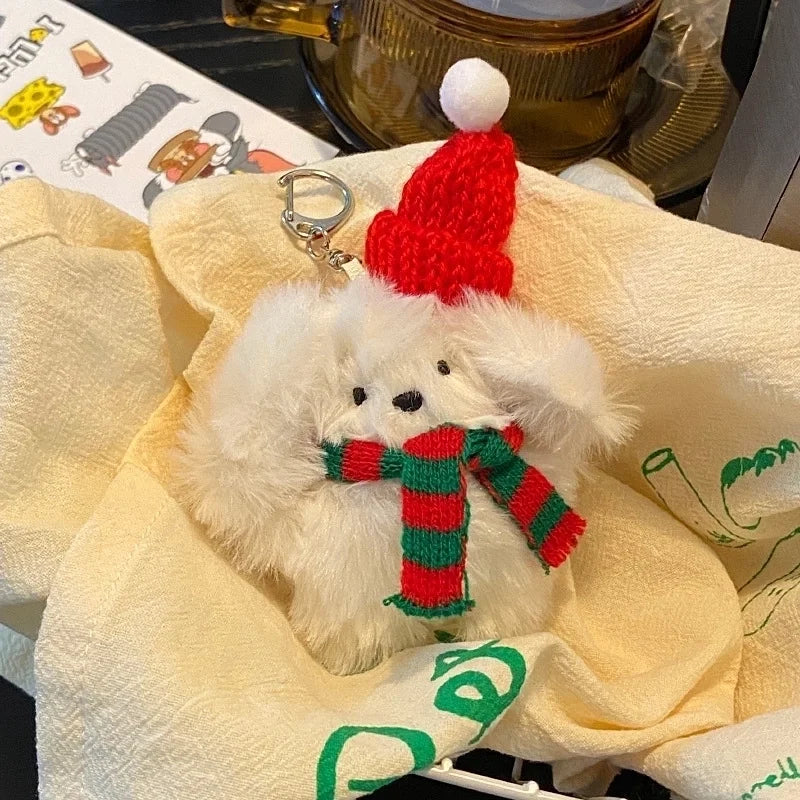 Cute Rabbit Plush Metal Christmas Women's Bag Pendant Keychain