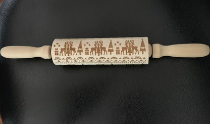 Christmas Cute Christmas Tree Snowflake Elk Wood Rolling Pin 1 Piece