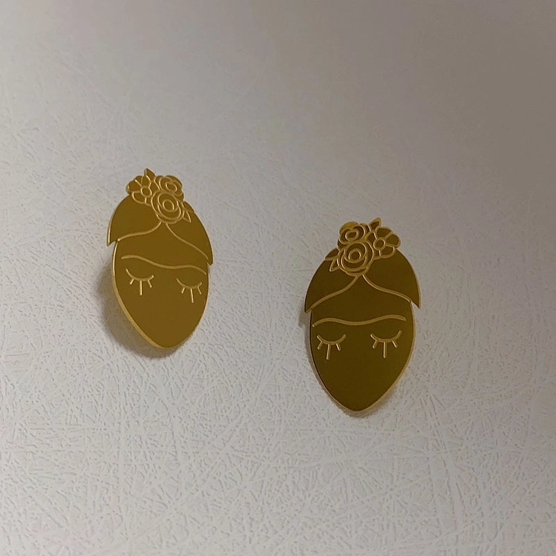 1 Pair Sweet Minimalist Leaves Flower Plating Titanium Steel 18k Gold Plated Ear Studs