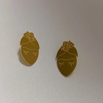 1 Pair Sweet Minimalist Leaves Flower Plating Titanium Steel 18k Gold Plated Ear Studs