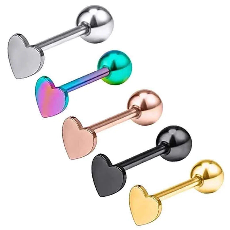 1 Piece Tongue Rings Minimalist Heart Shape Solid Color 304 Stainless Steel Plating Gold Plated Tongue Rings