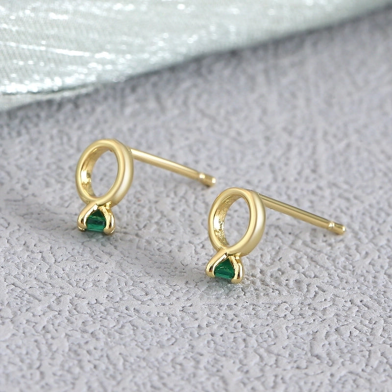 1 Pair Elegant Minimalist Geometric Double Heart Snake Hollow Out Inlay Copper Zircon 18K Gold Plated Ear Studs