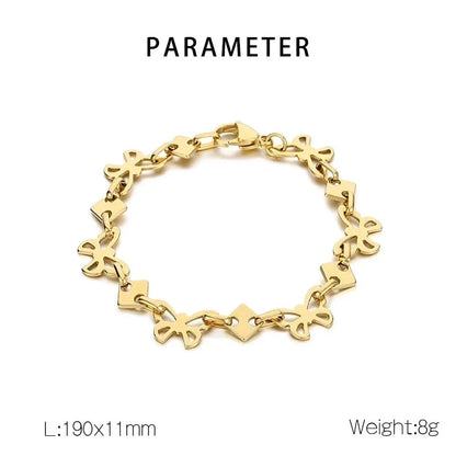 Minimalist Butterfly 304 Stainless Steel 18K Gold Plated Bracelets Necklace