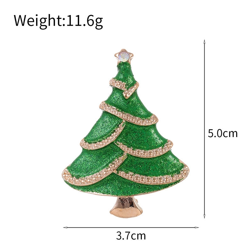 Cute Pin Christmas Tree Wreath Zinc Alloy Enamel Plating Inlay Rhinestones Unisex Brooches