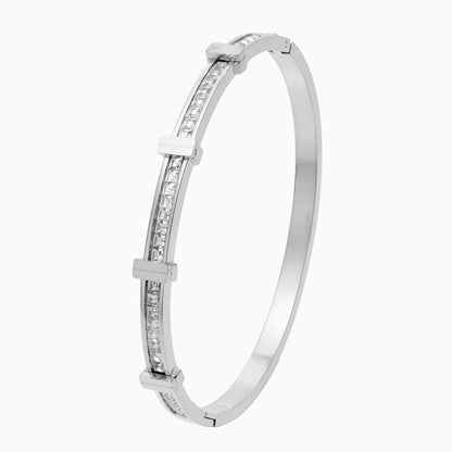 Minimalist Shiny Geometric Titanium Steel Gold Plated Zircon Bangle In Bulk