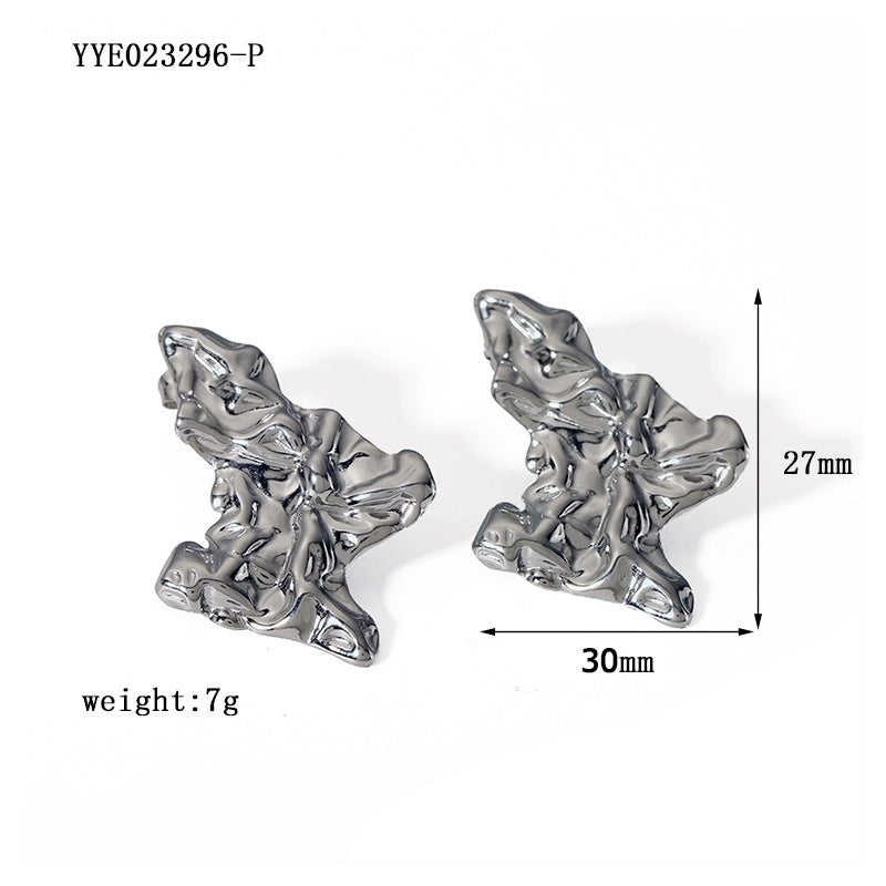 1 Pair Minimalist Irregular Plating Hollow Out Inlay 304 Stainless Steel Pearl 18K Gold Plated Ear Studs