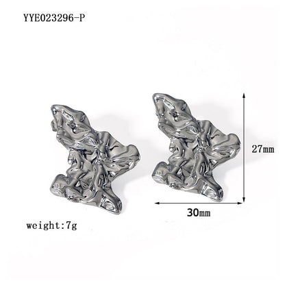 1 Pair Minimalist Irregular Plating Hollow Out Inlay 304 Stainless Steel Pearl 18K Gold Plated Ear Studs