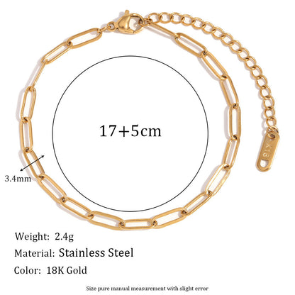 Women Fashion Circle Geometric Stainless Steel 18K Gold Plated Bracelets