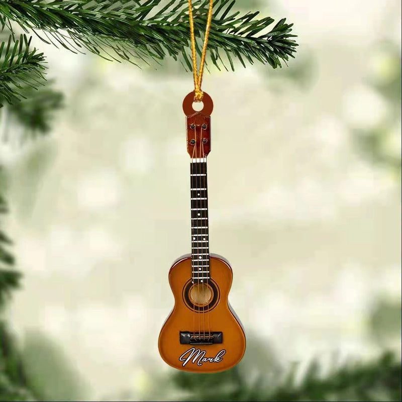 Cross-border Creative Personalized Pendant Christmas Decoration Guitar Lovers Acrylic Flat Car Rearview Mirror Pendant Ornaments