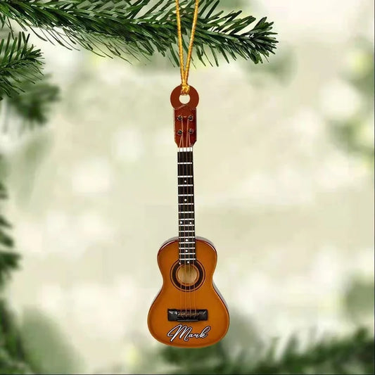 Cross-border Creative Personalized Pendant Christmas Decoration Guitar Lovers Acrylic Flat Car Rearview Mirror Pendant Ornaments