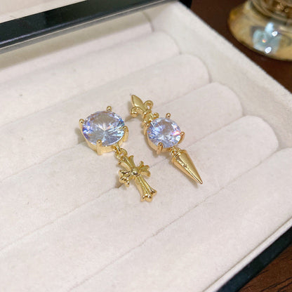 Medieval Flower Geometric Heart Flower Leaf Artificial Pearl Oil Dripping Earrings