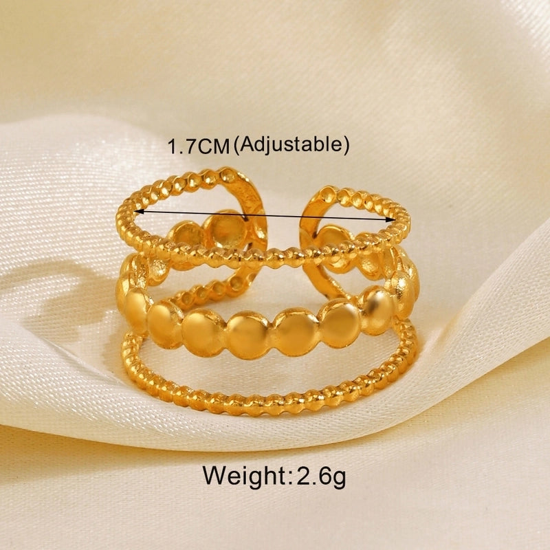 IG Style Leaves Solid Color Lines 304 Stainless Steel 18K Gold Plated Open Rings In Bulk