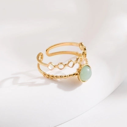 Streetwear Geometric Sun Star Stainless Steel Titanium Steel Inlay Artificial Gemstones Open Rings