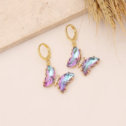 Women Butterfly Copper Electroplating Earrings