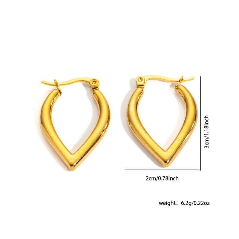 1 Pair Minimalist Heart Shape Titanium Steel Hoop Earrings
