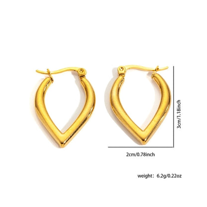 1 Pair Minimalist Heart Shape Titanium Steel Hoop Earrings