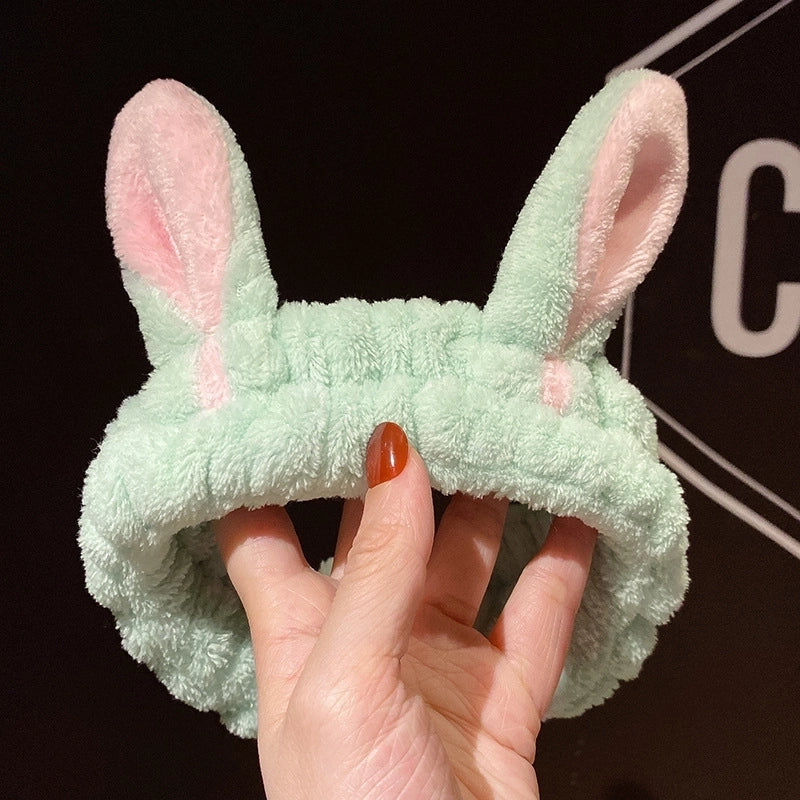 Cat Ears Hair Band Hair Band Korean Plush Internet Celebrity Rabbit Ear Hair Accessories Bow Face Wash Hair Band