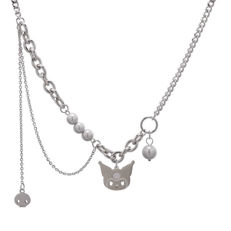 Love Stitching Pearl Japanese And Korean Necklace Design High-grade Light Luxury Niche Clavicle Chain New Women\'s Necklace