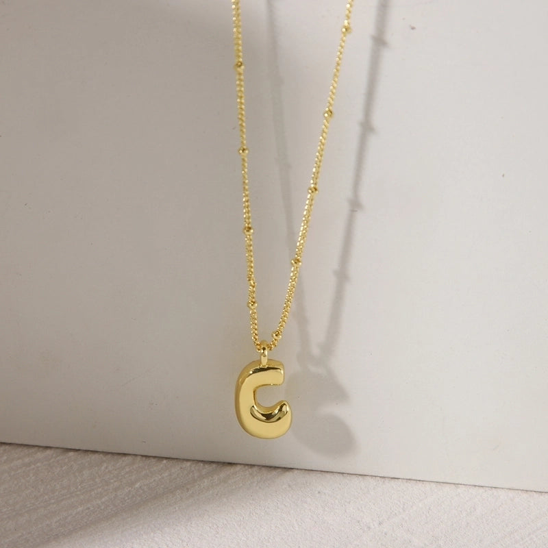 Copper 14K Gold Plated Letter Pendant Necklace