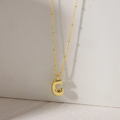 Copper 14K Gold Plated Letter Pendant Necklace