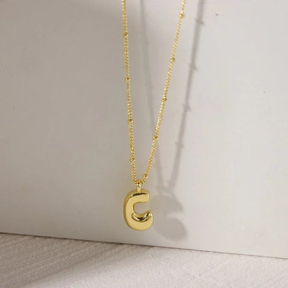 Copper 14K Gold Plated Letter Pendant Necklace