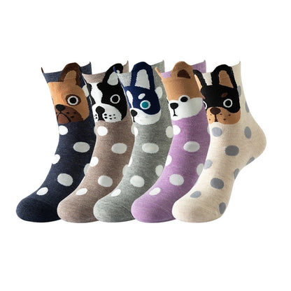 Women's Socks Fun Cat Socks Mid-length Socks Novelty Dog Animal Women's Socks Cotton Socks Cartoon Stockings Yama