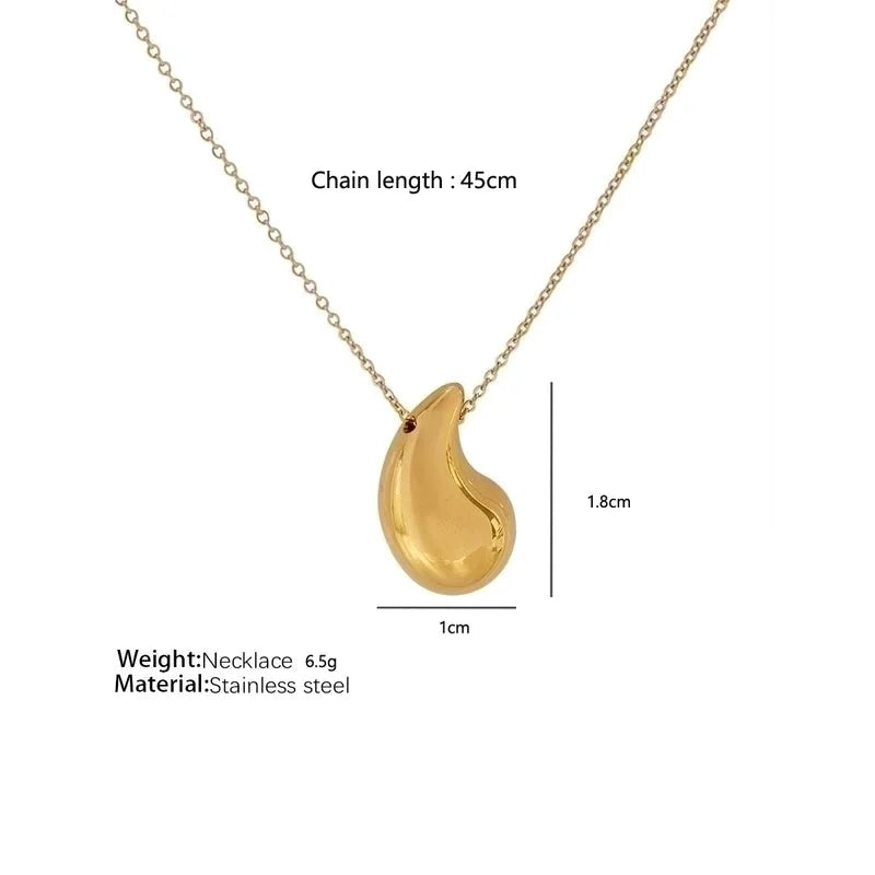 Stainless Steel 18K Gold Plated Minimalist Water Droplets Necklace