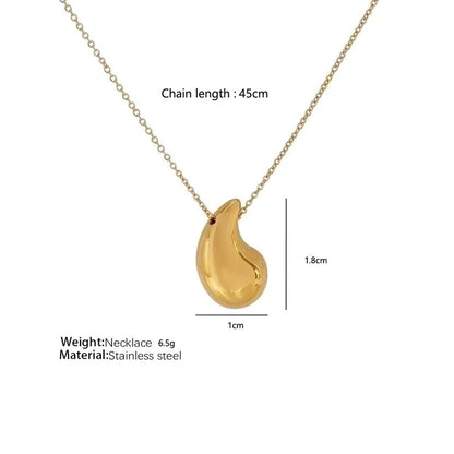 Stainless Steel 18K Gold Plated Minimalist Water Droplets Necklace