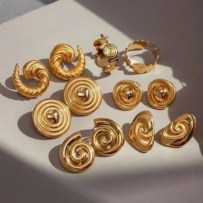 1 Pair Vacation Solid Color Plating 304 Stainless Steel 18K Gold Plated Earrings