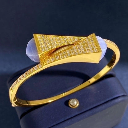 Commute Geometric Copper Inlay Zircon Bangle