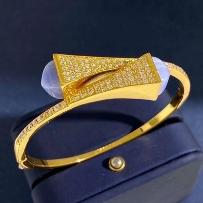 Commute Geometric Copper Inlay Zircon Bangle